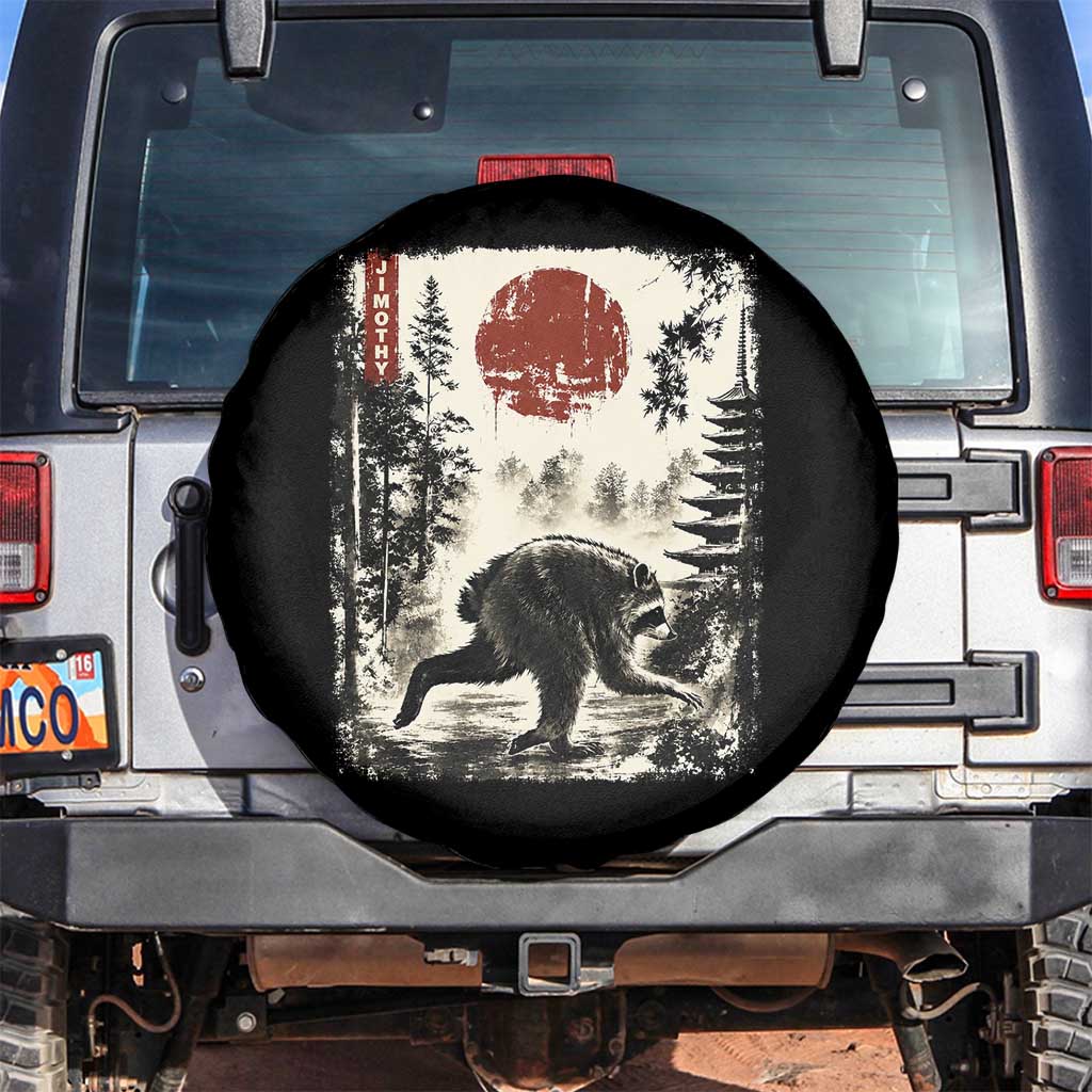 Jimothy the Raccoon Japanese Ukiyo-e Style Vintage Graphic Spare Tire Cover Viral Seattle Trash Panda Feral Legend Supporter