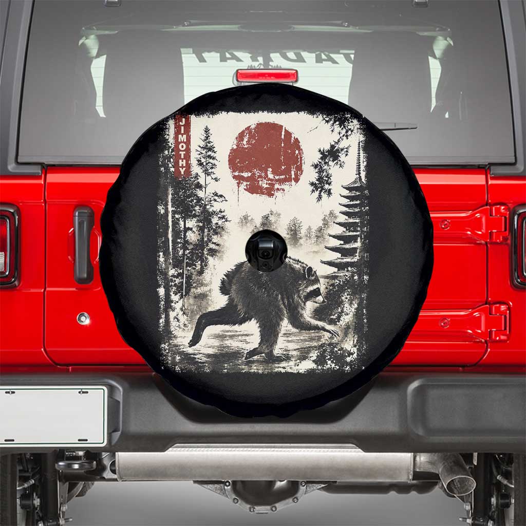 Jimothy the Raccoon Japanese Ukiyo-e Style Vintage Graphic Spare Tire Cover Viral Seattle Trash Panda Feral Legend Supporter