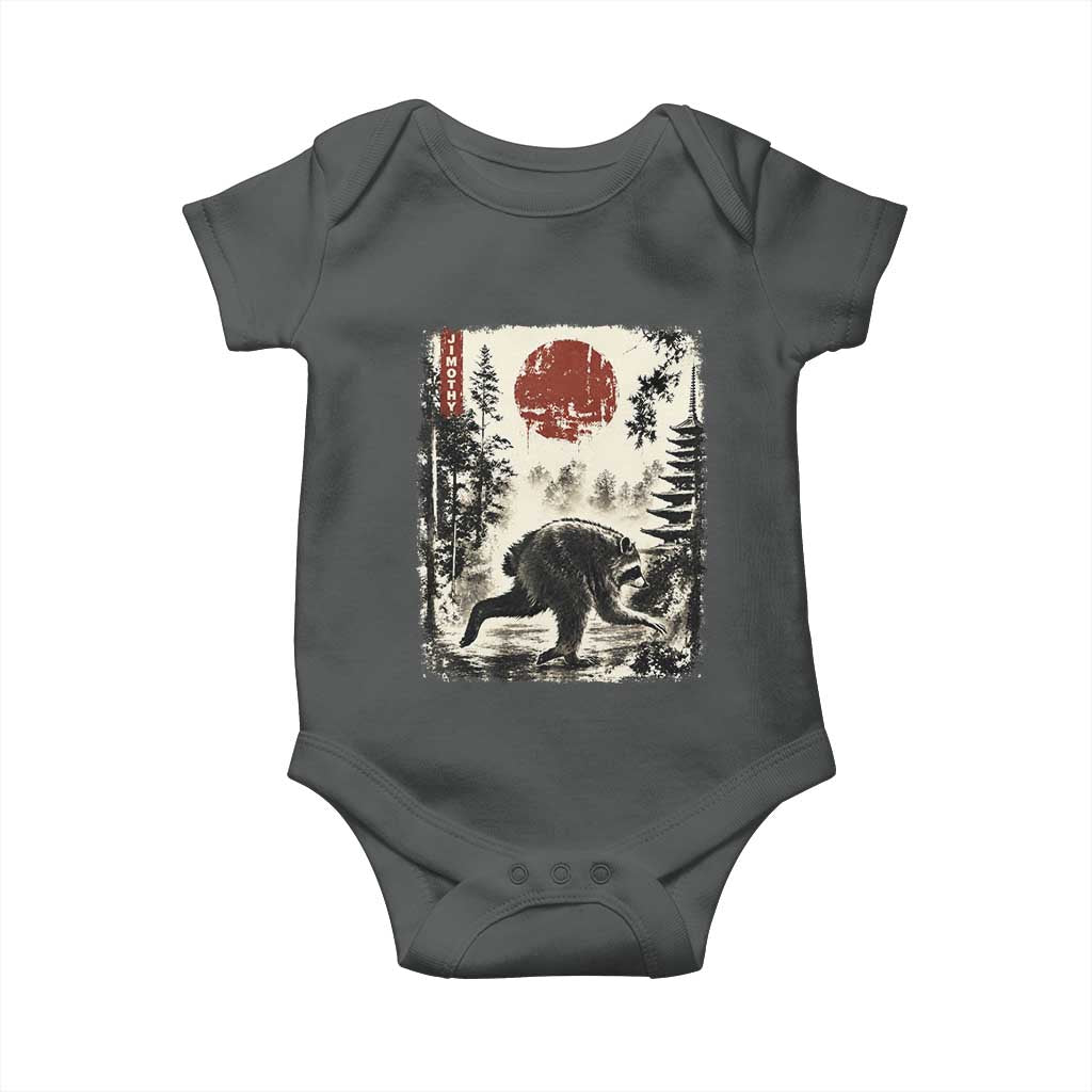 Jimothy the Raccoon Japanese Ukiyo-e Style Vintage Graphic Baby Onesie Viral Seattle Trash Panda Feral Legend Supporter
