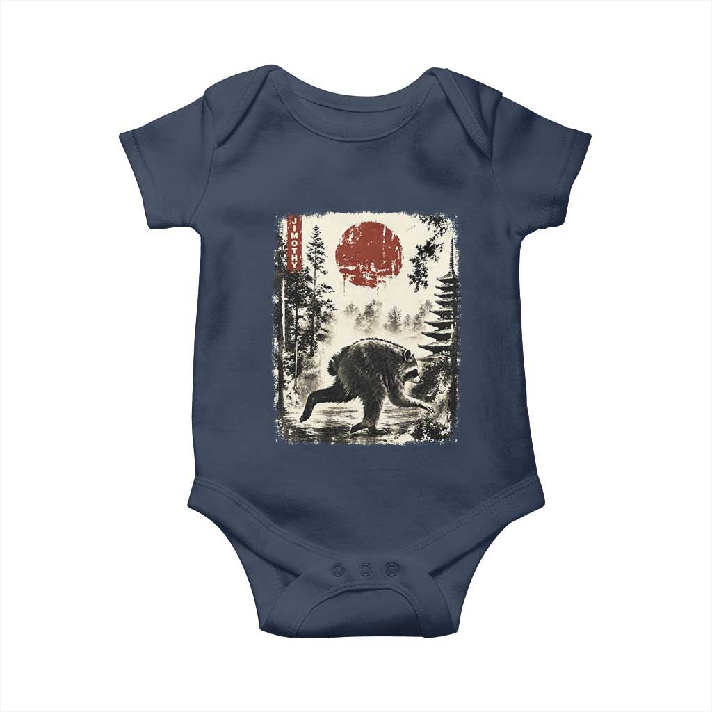 Jimothy the Raccoon Japanese Ukiyo-e Style Vintage Graphic Baby Onesie Viral Seattle Trash Panda Feral Legend Supporter