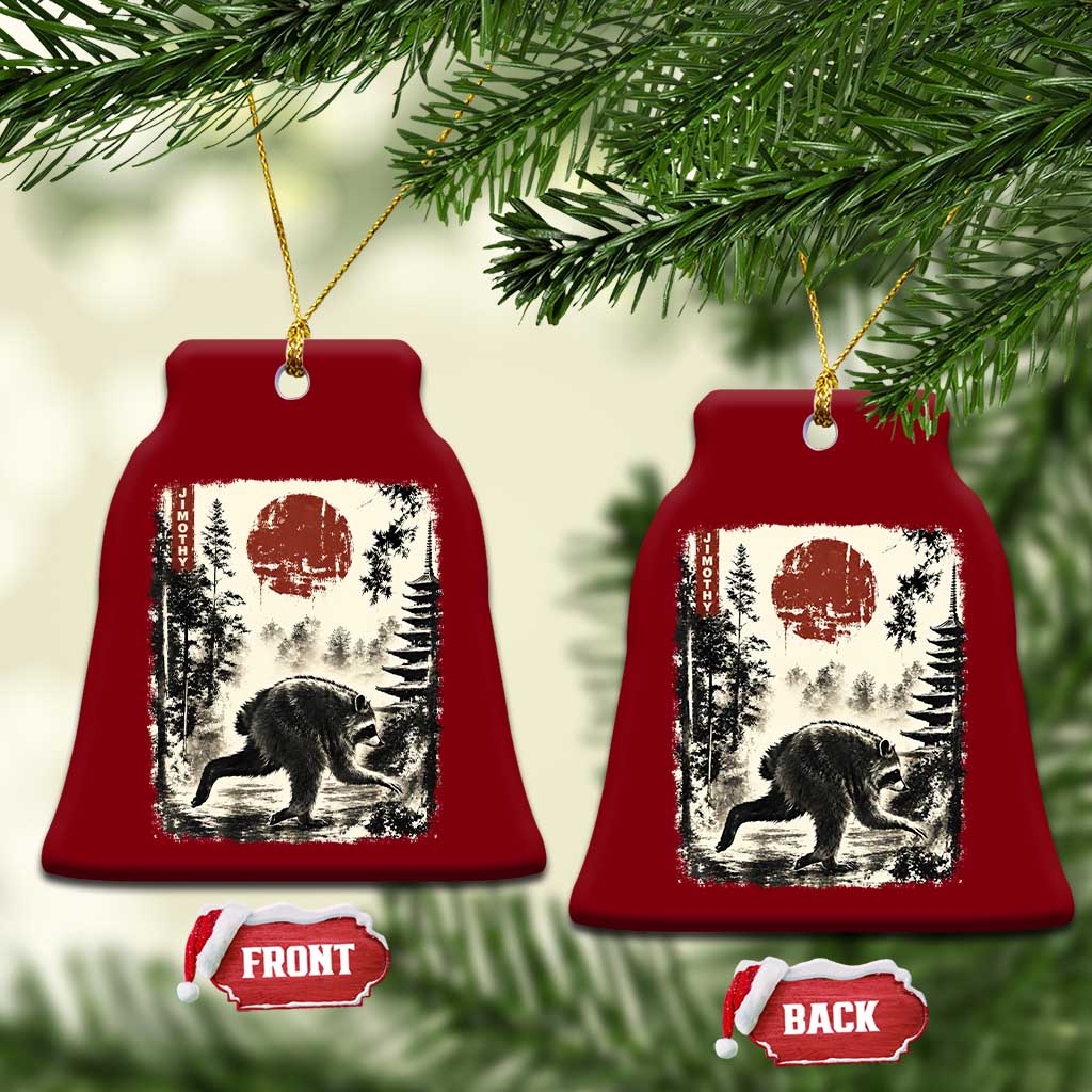 Jimothy the Raccoon Japanese Ukiyo-e Style Vintage Graphic Ceramic Ornament Viral Seattle Trash Panda Feral Legend Supporter