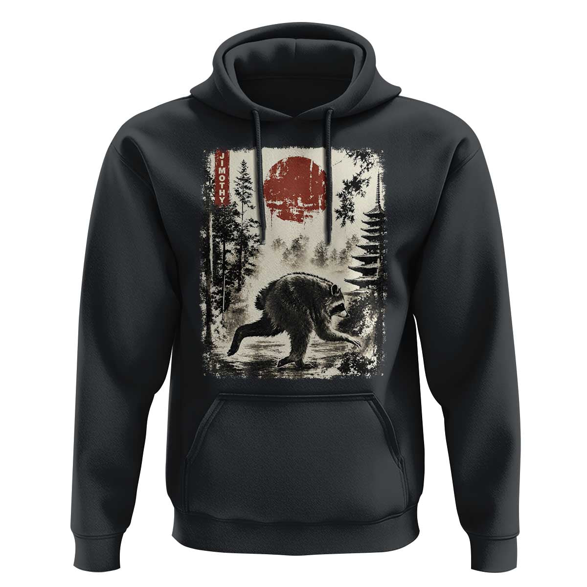 Jimothy the Raccoon Japanese Ukiyo-e Style Vintage Graphic Hoodie Viral Seattle Trash Panda Feral Legend Supporter
