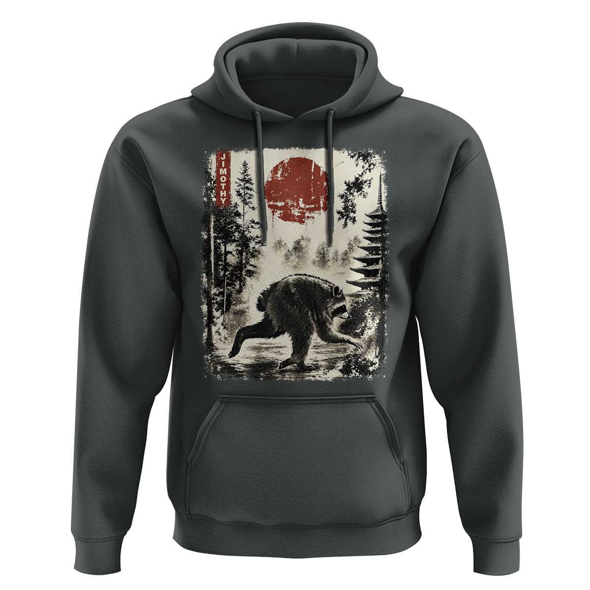 Jimothy the Raccoon Japanese Ukiyo-e Style Vintage Graphic Hoodie Viral Seattle Trash Panda Feral Legend Supporter