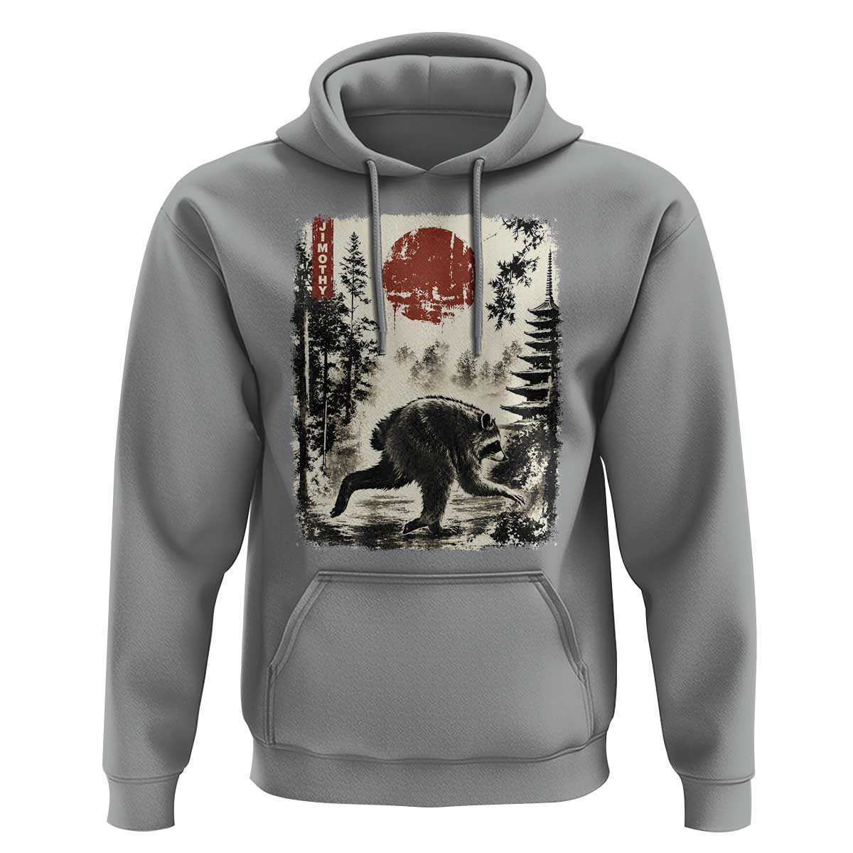 Jimothy the Raccoon Japanese Ukiyo-e Style Vintage Graphic Hoodie Viral Seattle Trash Panda Feral Legend Supporter