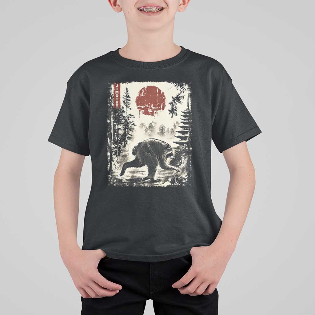Jimothy the Raccoon Japanese Ukiyo-e Style Vintage Graphic T Shirt For Kid Viral Seattle Trash Panda Feral Legend Supporter
