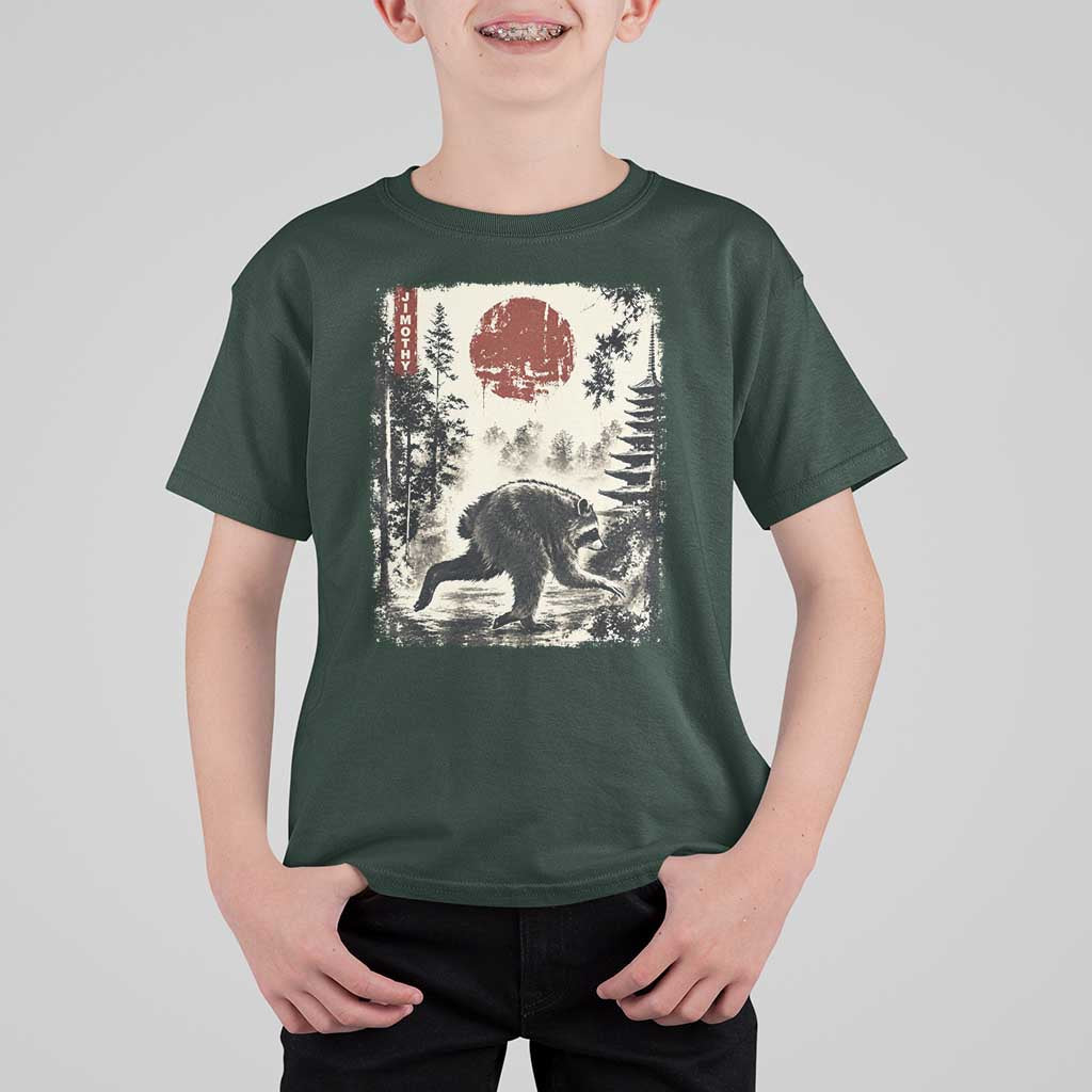 Jimothy the Raccoon Japanese Ukiyo-e Style Vintage Graphic T Shirt For Kid Viral Seattle Trash Panda Feral Legend Supporter