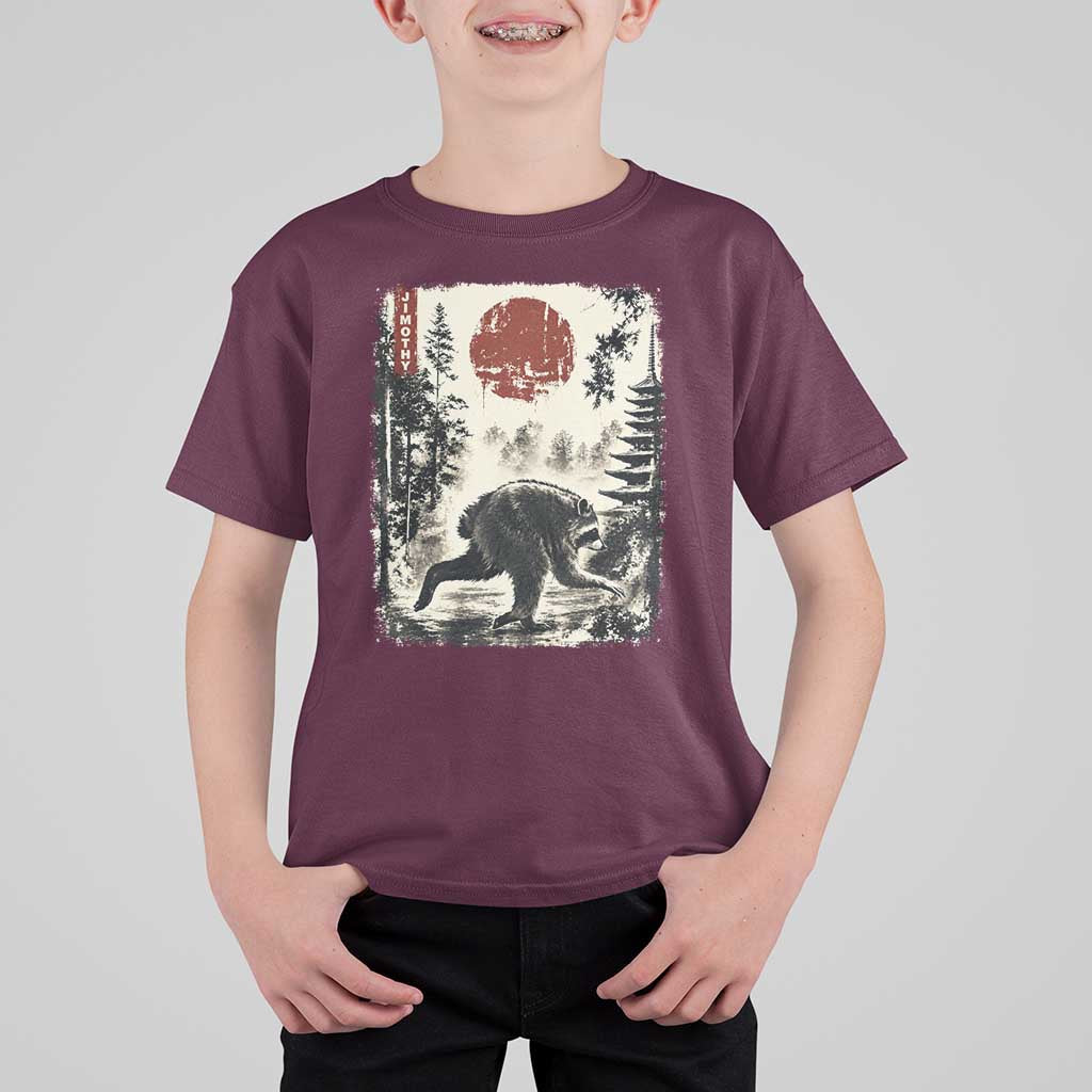 Jimothy the Raccoon Japanese Ukiyo-e Style Vintage Graphic T Shirt For Kid Viral Seattle Trash Panda Feral Legend Supporter