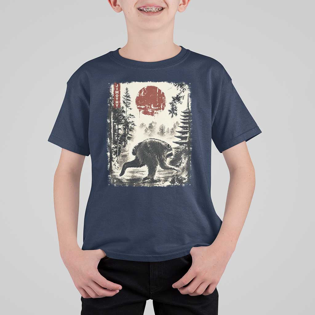 Jimothy the Raccoon Japanese Ukiyo-e Style Vintage Graphic T Shirt For Kid Viral Seattle Trash Panda Feral Legend Supporter