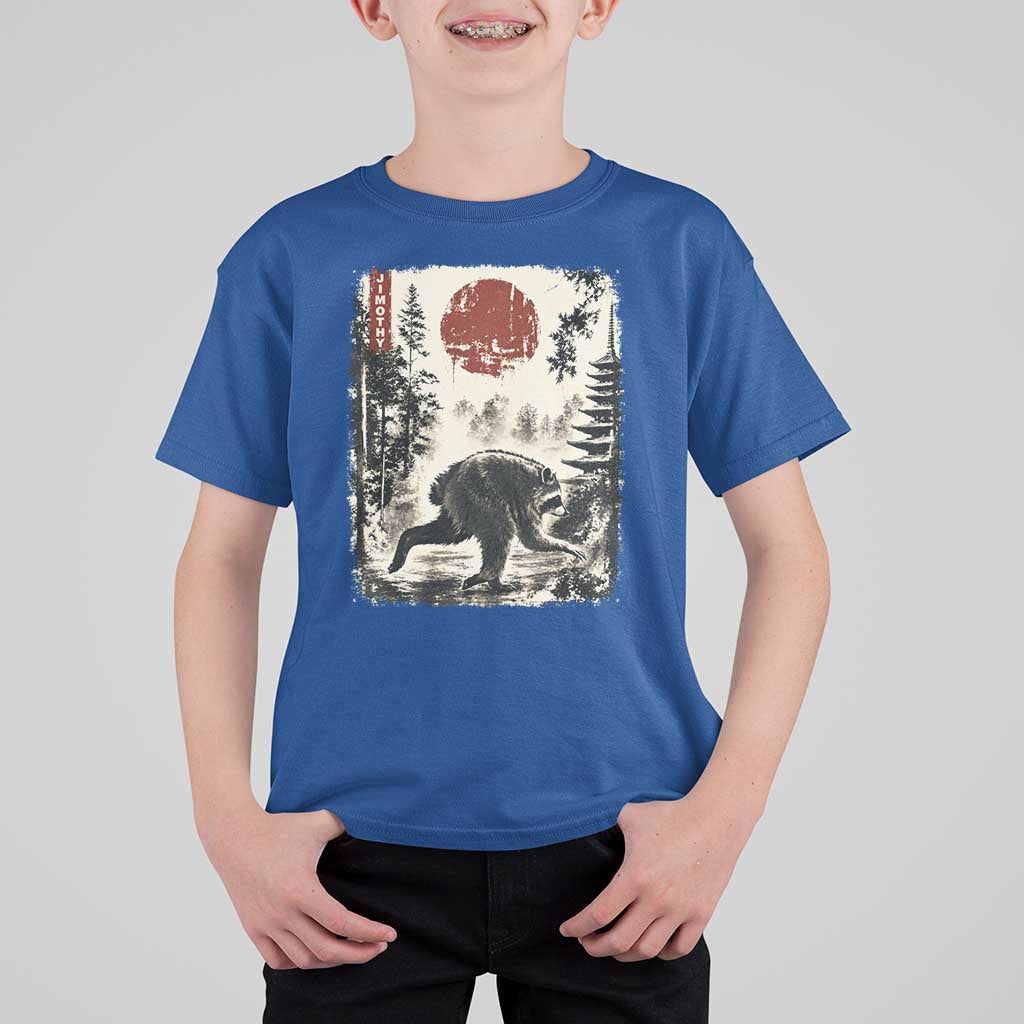 Jimothy the Raccoon Japanese Ukiyo-e Style Vintage Graphic T Shirt For Kid Viral Seattle Trash Panda Feral Legend Supporter