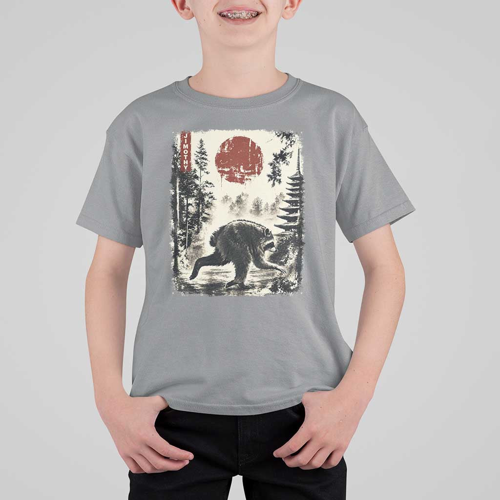 Jimothy the Raccoon Japanese Ukiyo-e Style Vintage Graphic T Shirt For Kid Viral Seattle Trash Panda Feral Legend Supporter