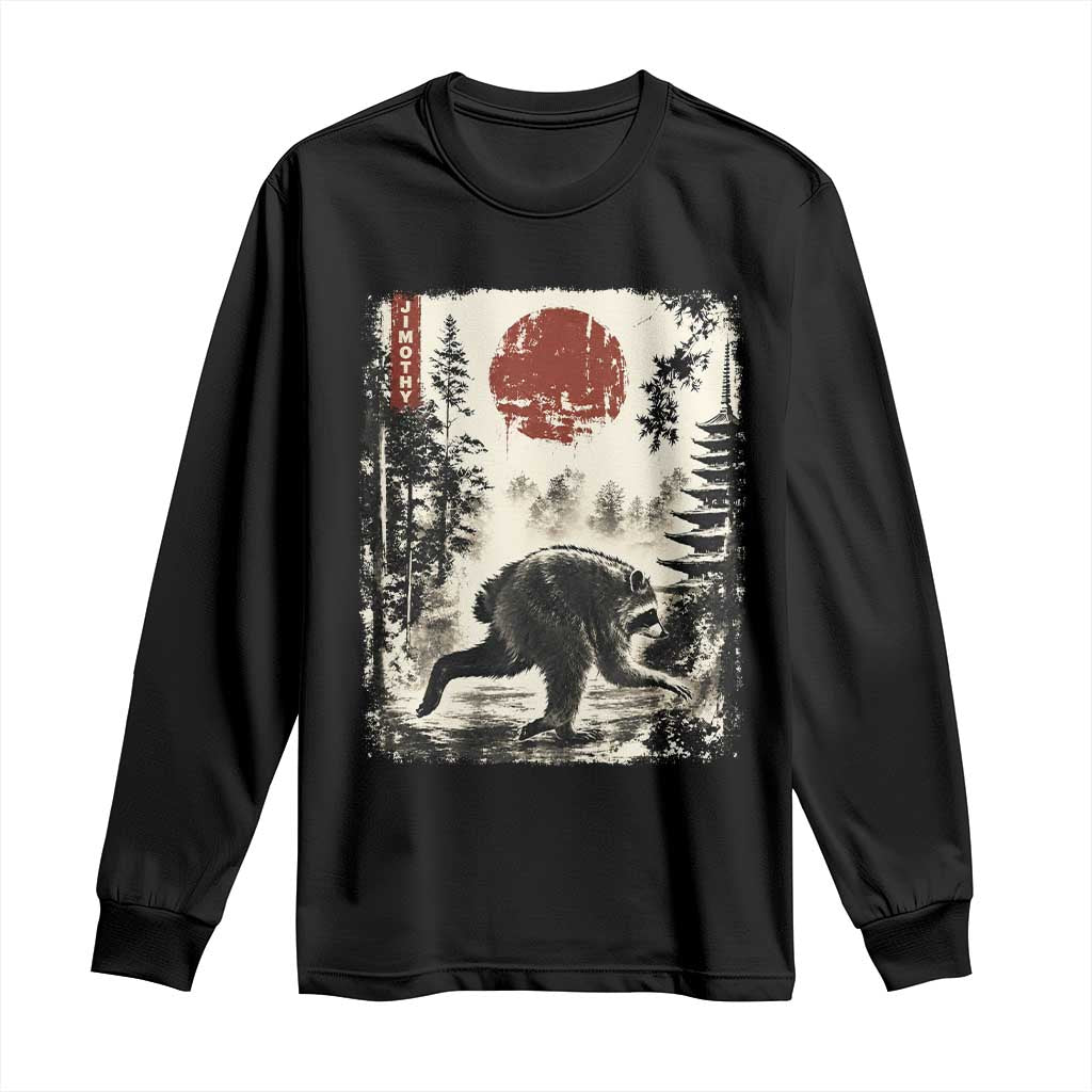 Jimothy the Raccoon Japanese Ukiyo-e Style Vintage Graphic Long Sleeve Shirt Viral Seattle Trash Panda Feral Legend Supporter