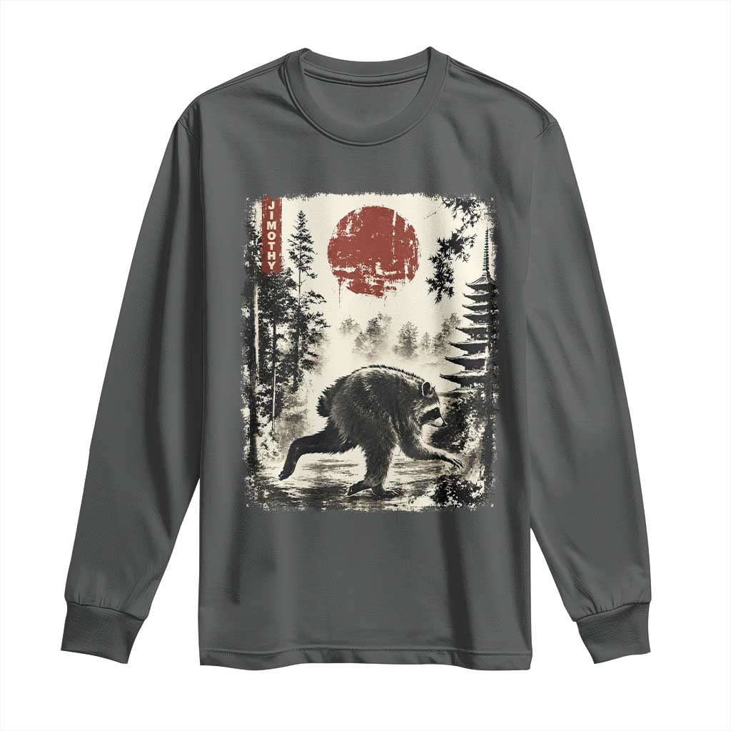 Jimothy the Raccoon Japanese Ukiyo-e Style Vintage Graphic Long Sleeve Shirt Viral Seattle Trash Panda Feral Legend Supporter