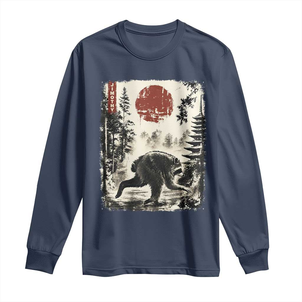 Jimothy the Raccoon Japanese Ukiyo-e Style Vintage Graphic Long Sleeve Shirt Viral Seattle Trash Panda Feral Legend Supporter