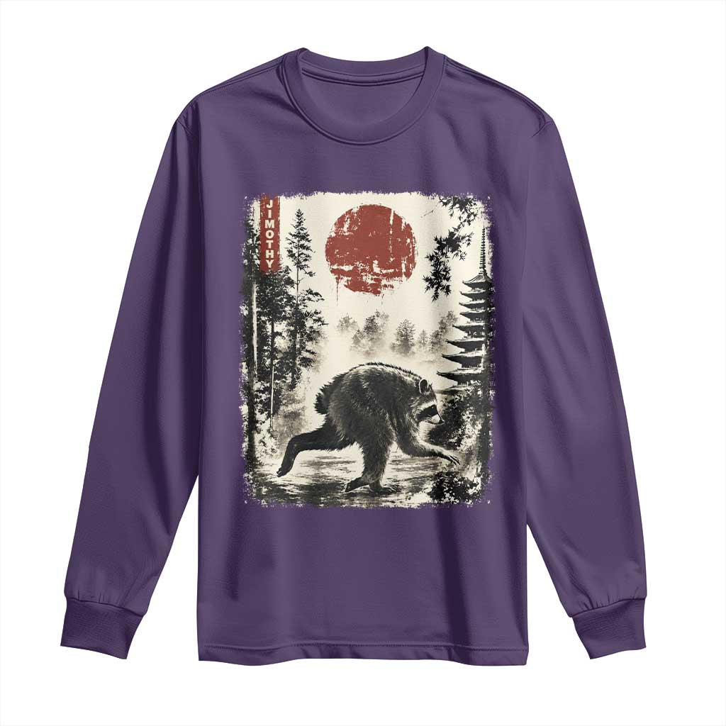 Jimothy the Raccoon Japanese Ukiyo-e Style Vintage Graphic Long Sleeve Shirt Viral Seattle Trash Panda Feral Legend Supporter
