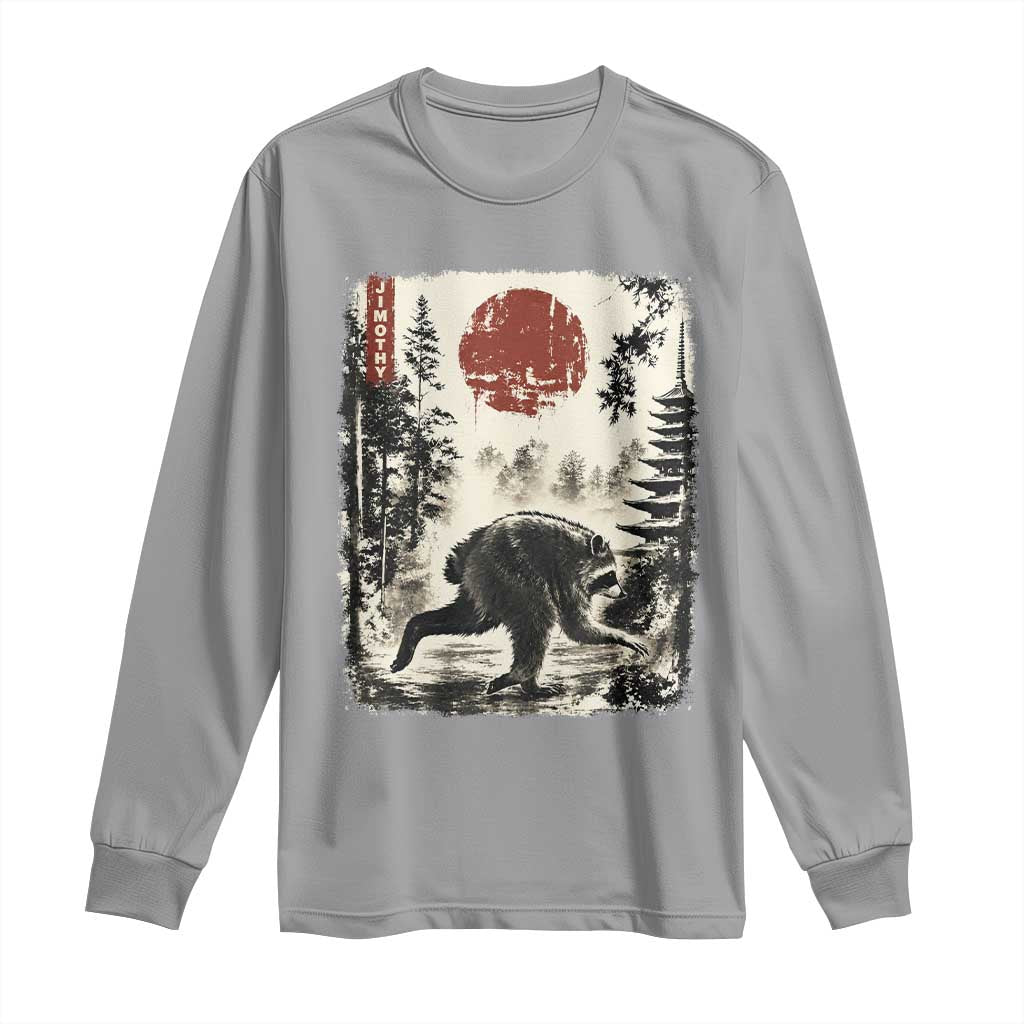 Jimothy the Raccoon Japanese Ukiyo-e Style Vintage Graphic Long Sleeve Shirt Viral Seattle Trash Panda Feral Legend Supporter