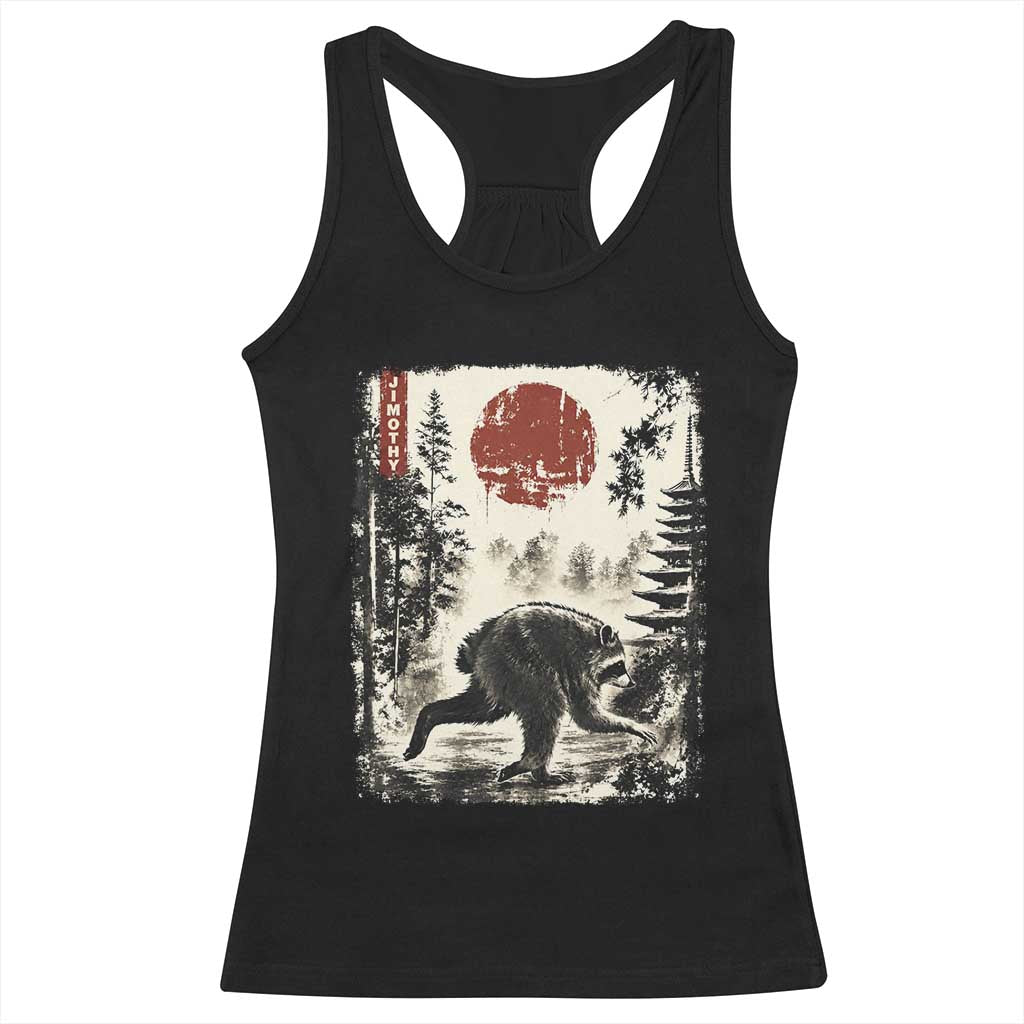 Jimothy the Raccoon Japanese Ukiyo-e Style Vintage Graphic Racerback Tank Top Viral Seattle Trash Panda Feral Legend Supporter