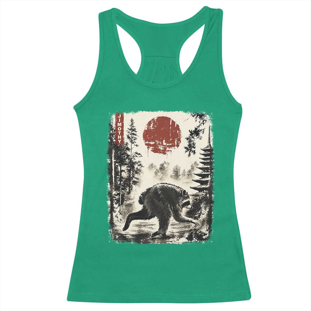 Jimothy the Raccoon Japanese Ukiyo-e Style Vintage Graphic Racerback Tank Top Viral Seattle Trash Panda Feral Legend Supporter
