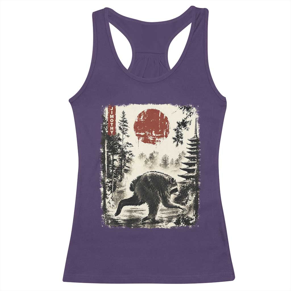 Jimothy the Raccoon Japanese Ukiyo-e Style Vintage Graphic Racerback Tank Top Viral Seattle Trash Panda Feral Legend Supporter