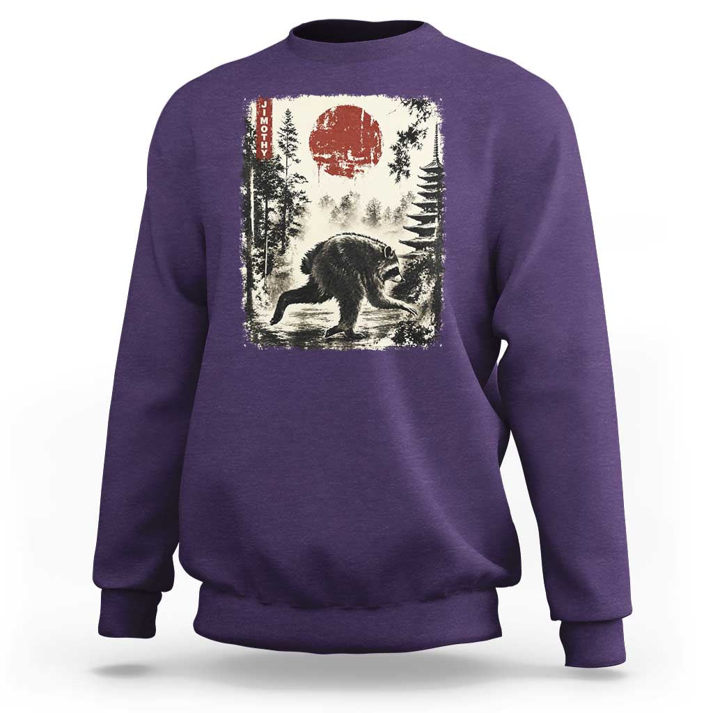 Jimothy the Raccoon Japanese Ukiyo-e Style Vintage Graphic Sweatshirt Viral Seattle Trash Panda Feral Legend Supporter