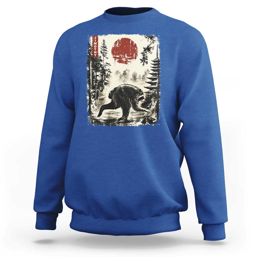 Jimothy the Raccoon Japanese Ukiyo-e Style Vintage Graphic Sweatshirt Viral Seattle Trash Panda Feral Legend Supporter