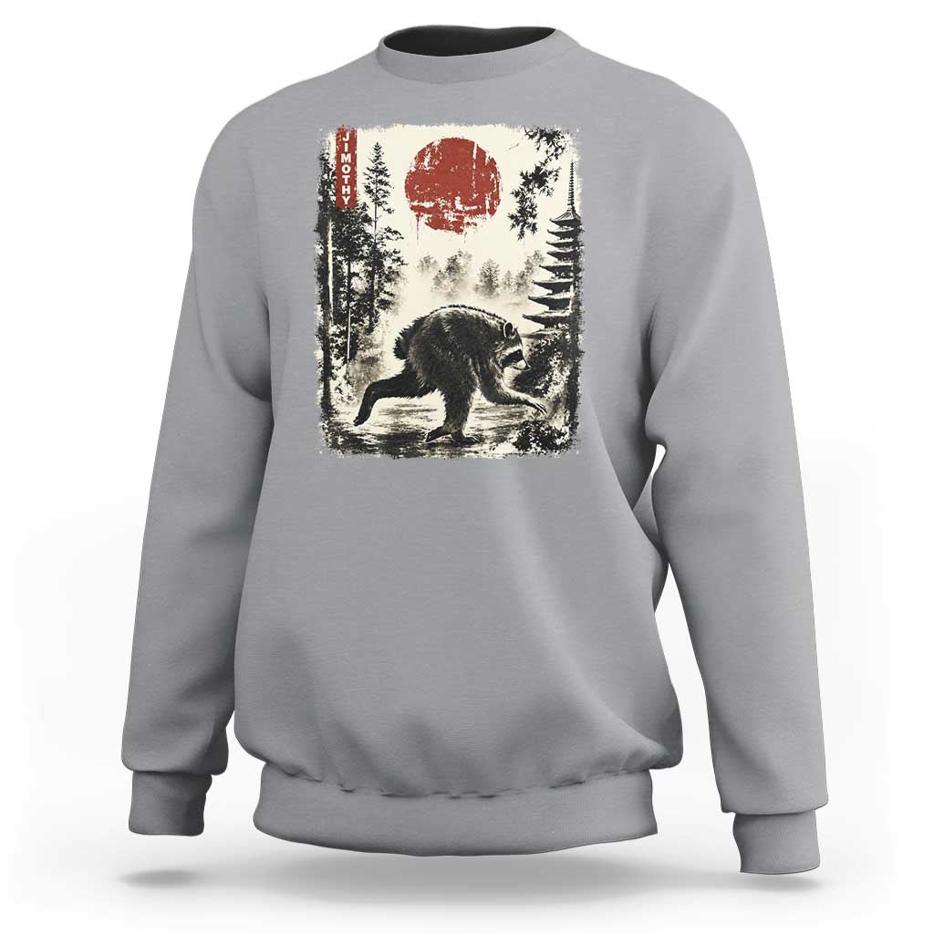 Jimothy the Raccoon Japanese Ukiyo-e Style Vintage Graphic Sweatshirt Viral Seattle Trash Panda Feral Legend Supporter