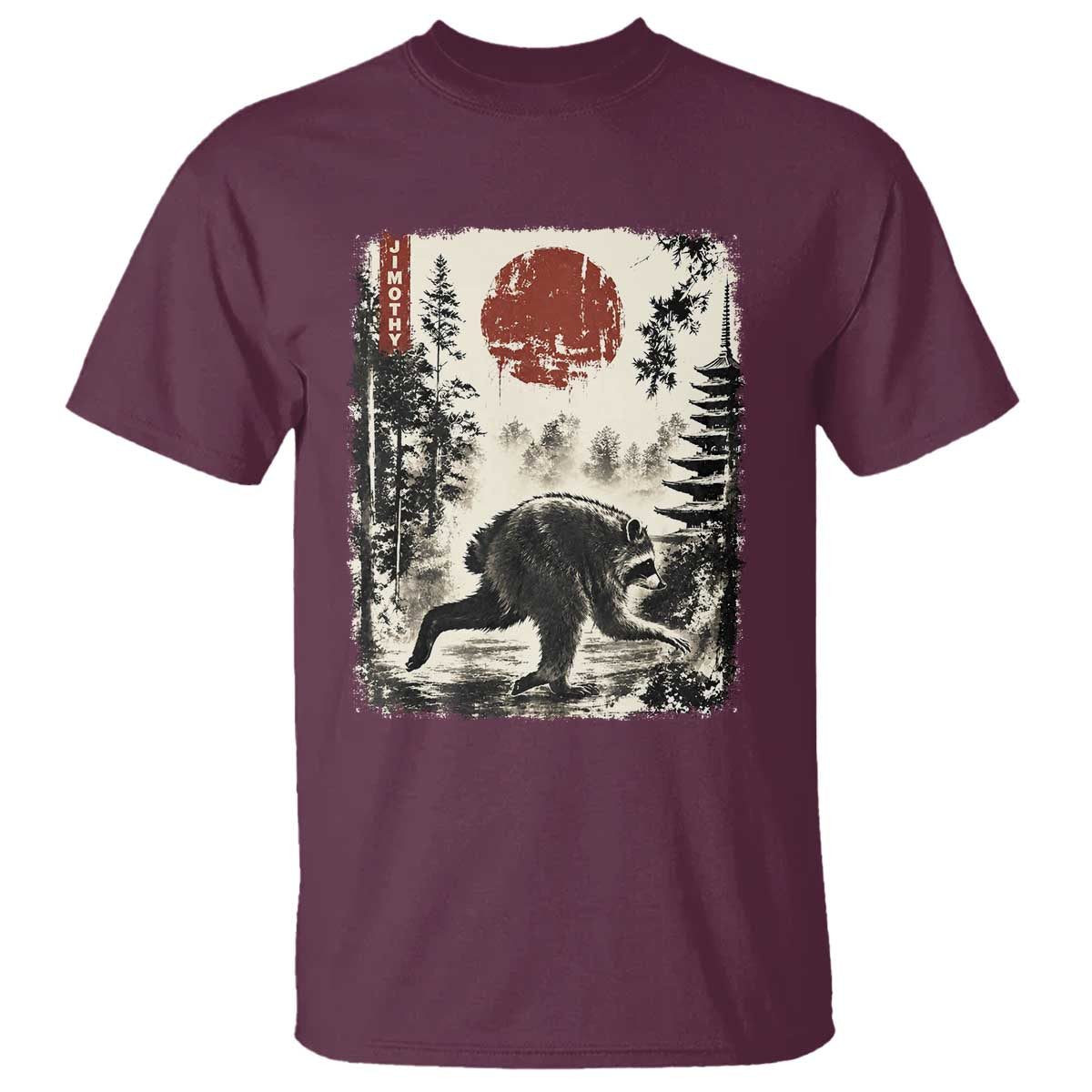 Jimothy the Raccoon Japanese Ukiyo-e Style Vintage Graphic T Shirt Viral Seattle Trash Panda Feral Legend Supporter