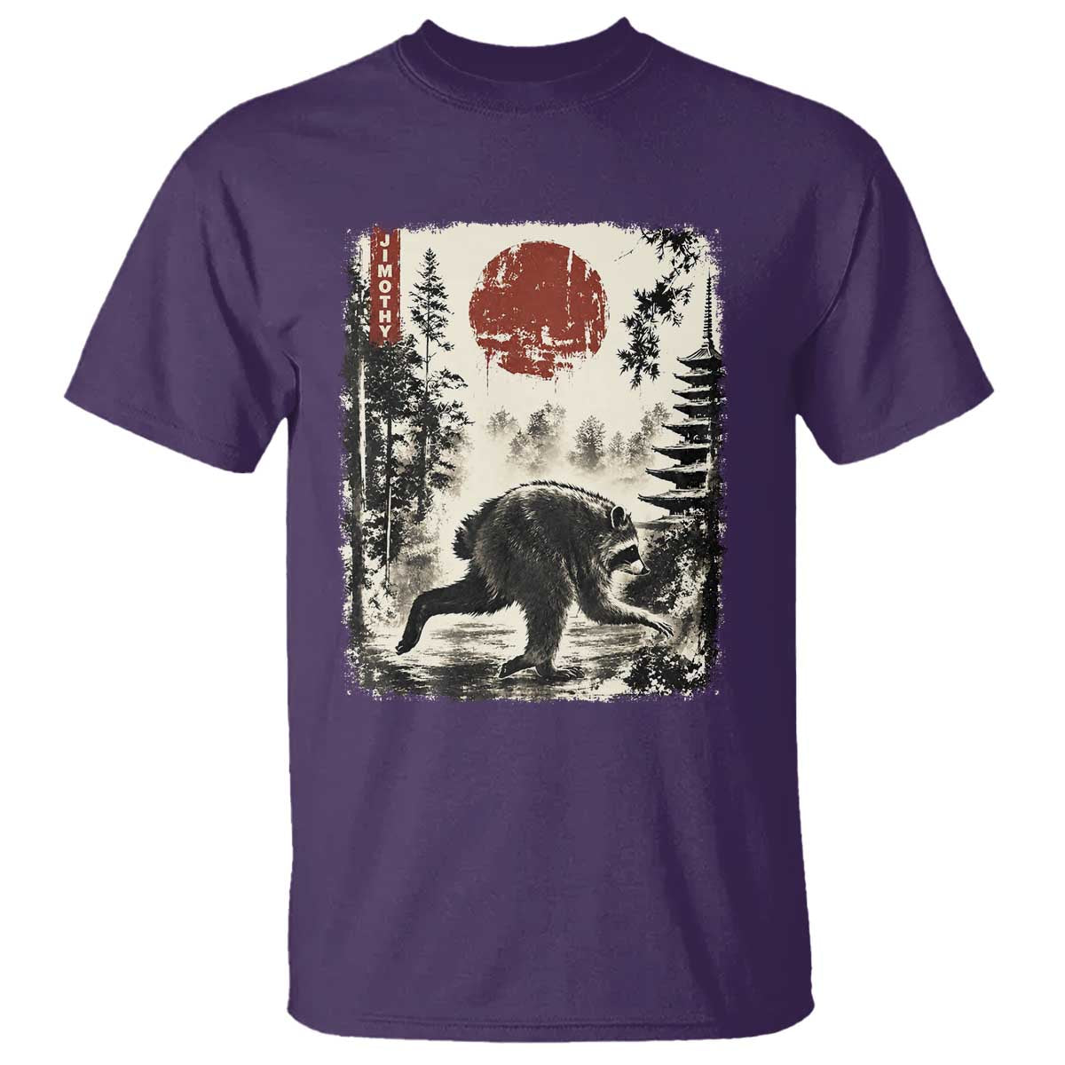 Jimothy the Raccoon Japanese Ukiyo-e Style Vintage Graphic T Shirt Viral Seattle Trash Panda Feral Legend Supporter