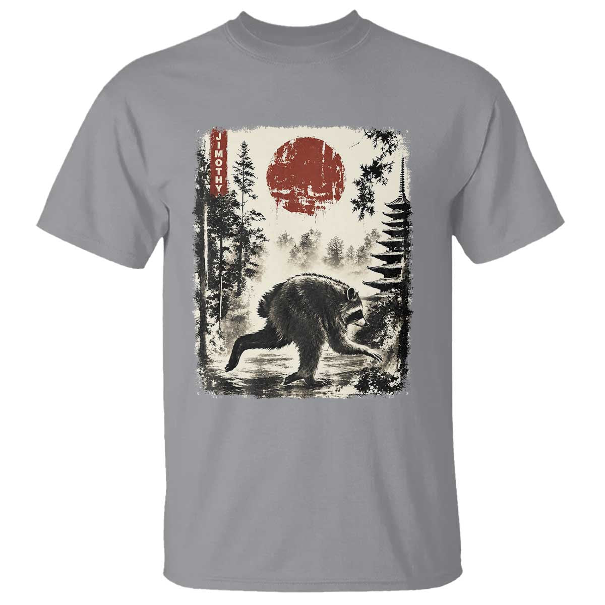 Jimothy the Raccoon Japanese Ukiyo-e Style Vintage Graphic T Shirt Viral Seattle Trash Panda Feral Legend Supporter