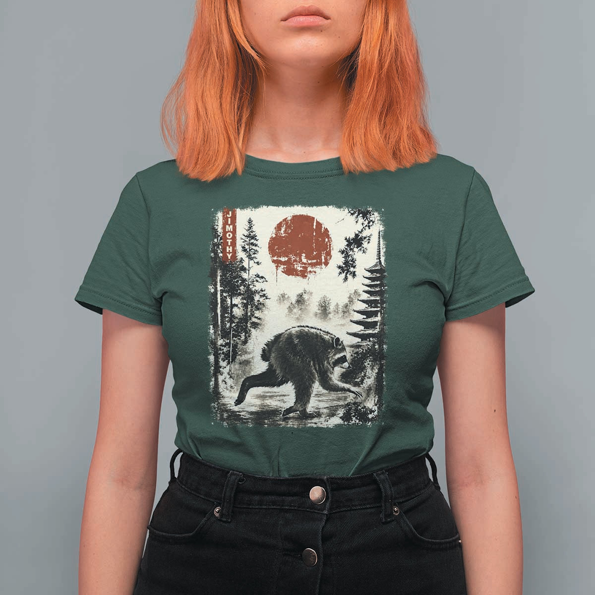 Jimothy the Raccoon Japanese Ukiyo-e Style Vintage Graphic T Shirt For Women Viral Seattle Trash Panda Feral Legend Supporter