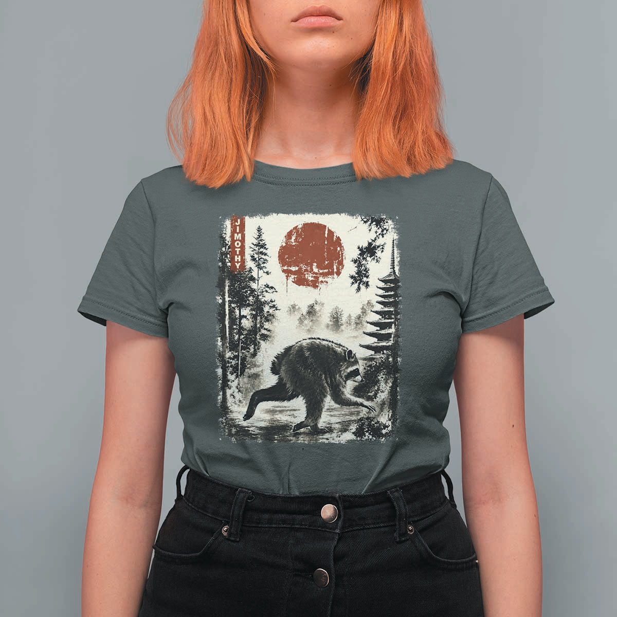 Jimothy the Raccoon Japanese Ukiyo-e Style Vintage Graphic T Shirt For Women Viral Seattle Trash Panda Feral Legend Supporter