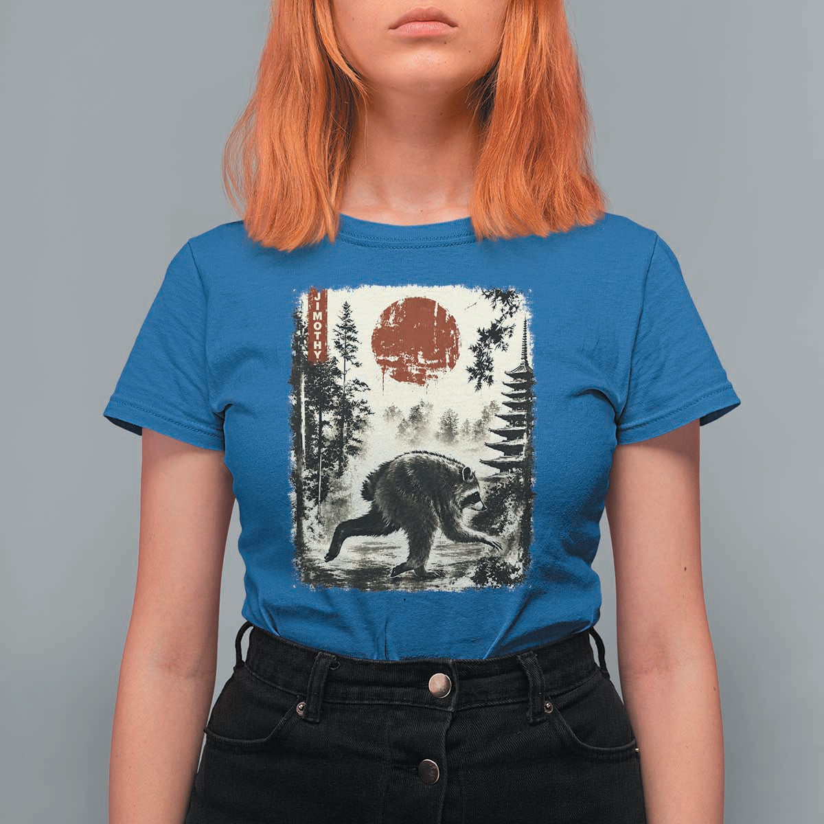 Jimothy the Raccoon Japanese Ukiyo-e Style Vintage Graphic T Shirt For Women Viral Seattle Trash Panda Feral Legend Supporter