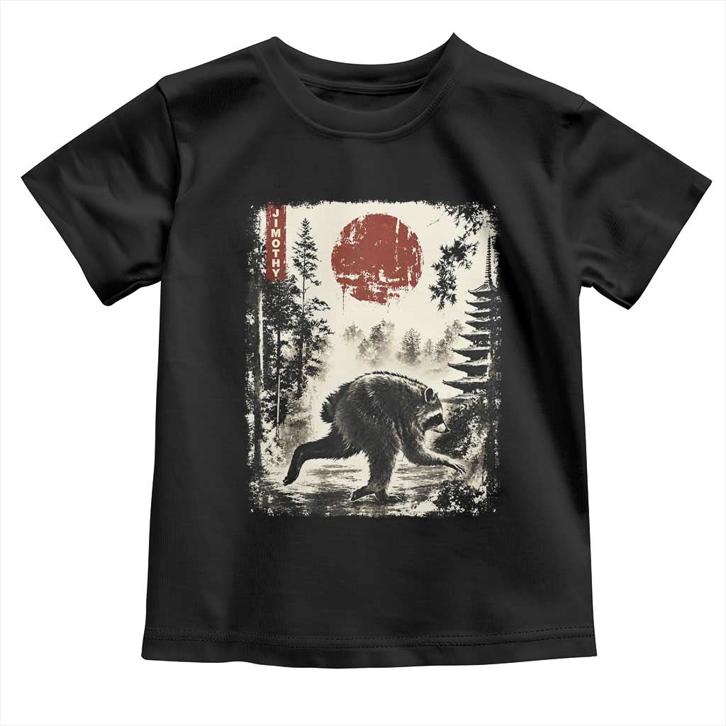 Jimothy the Raccoon Japanese Ukiyo-e Style Vintage Graphic Toddler T Shirt Viral Seattle Trash Panda Feral Legend Supporter
