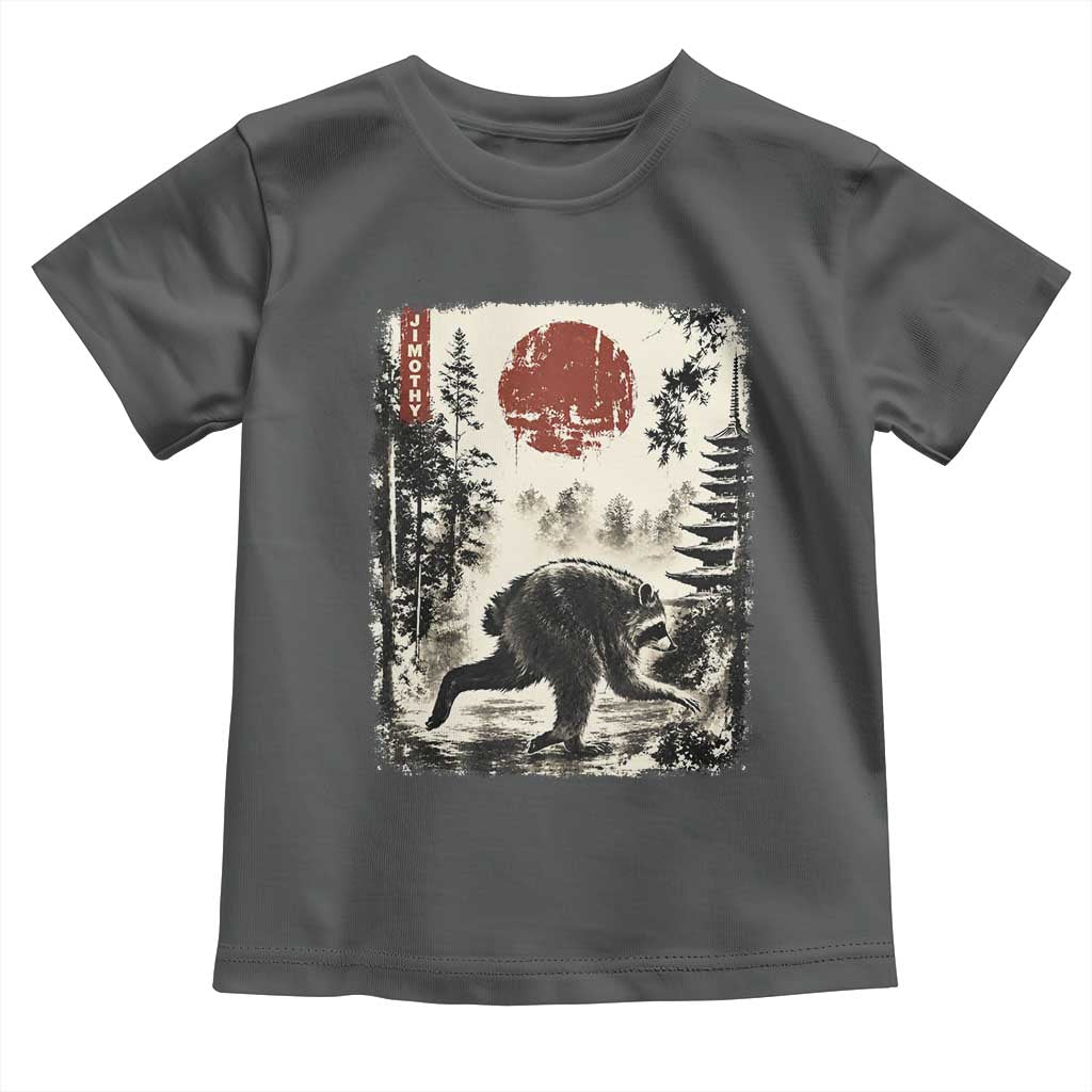 Jimothy the Raccoon Japanese Ukiyo-e Style Vintage Graphic Toddler T Shirt Viral Seattle Trash Panda Feral Legend Supporter
