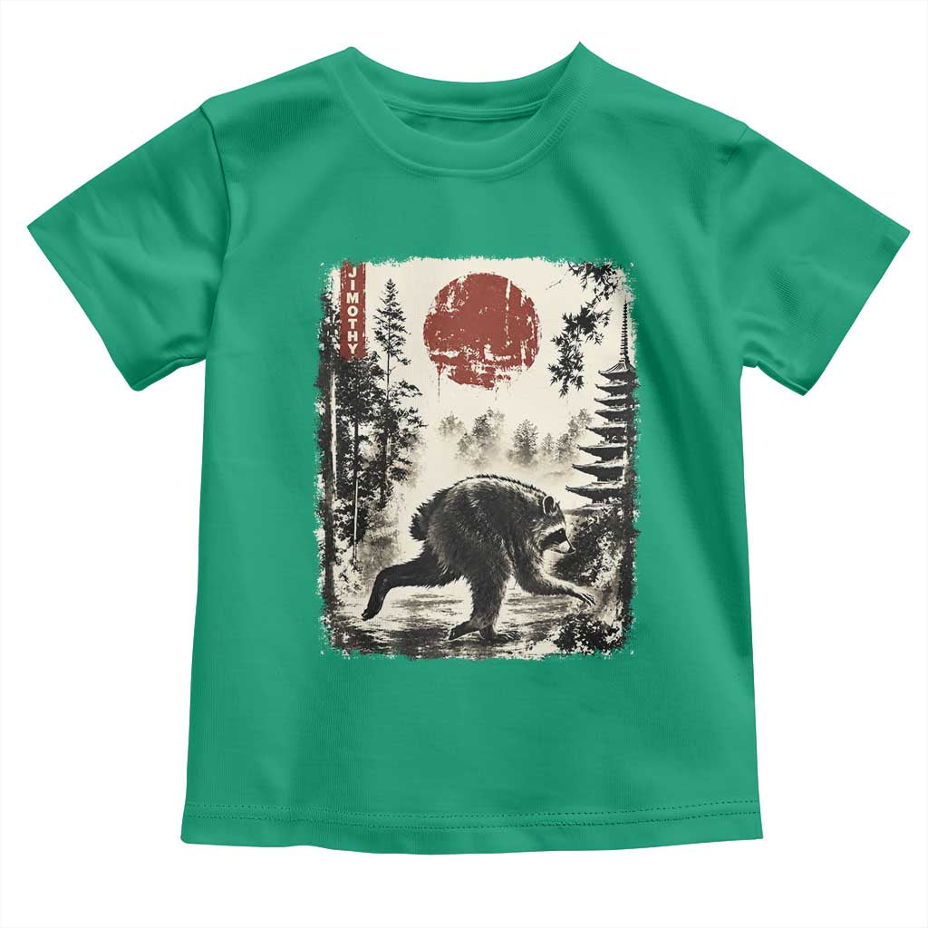 Jimothy the Raccoon Japanese Ukiyo-e Style Vintage Graphic Toddler T Shirt Viral Seattle Trash Panda Feral Legend Supporter