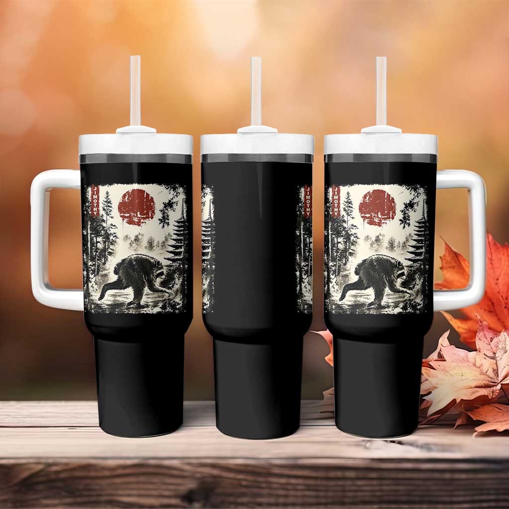 Jimothy the Raccoon Japanese Ukiyo-e Style Vintage Graphic Tumbler With Handle Viral Seattle Trash Panda Feral Legend Supporter