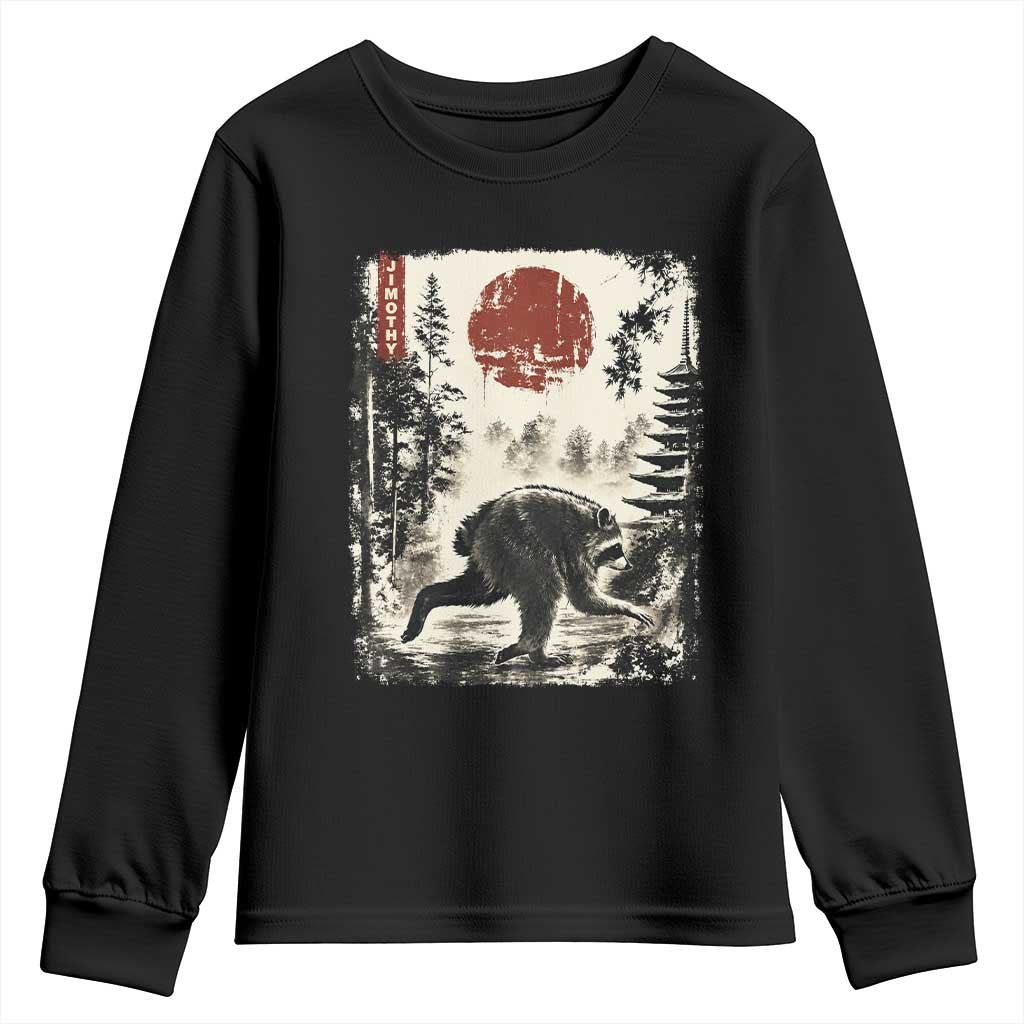 Jimothy the Raccoon Japanese Ukiyo-e Style Vintage Graphic Youth Sweatshirt Viral Seattle Trash Panda Feral Legend Supporter