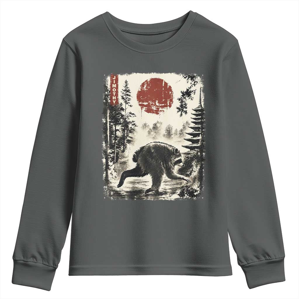 Jimothy the Raccoon Japanese Ukiyo-e Style Vintage Graphic Youth Sweatshirt Viral Seattle Trash Panda Feral Legend Supporter