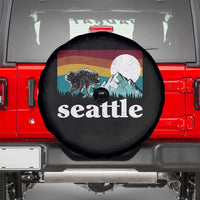 Seattle WA Mountains Jimothy the Raccoon Graphic Spare Tire Cover Retro Vintage Sunset Viral Trash Panda Feral Legend