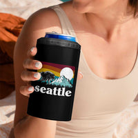 Seattle WA Mountains Jimothy the Raccoon Graphic 4 in 1 Can Cooler Tumbler Retro Vintage Sunset Viral Trash Panda Feral Legend