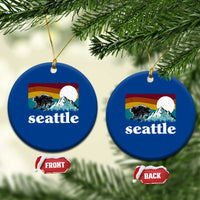 Seattle WA Mountains Jimothy the Raccoon Graphic Ceramic Ornament Retro Vintage Sunset Viral Trash Panda Feral Legend