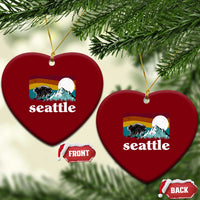 Seattle WA Mountains Jimothy the Raccoon Graphic Ceramic Ornament Retro Vintage Sunset Viral Trash Panda Feral Legend