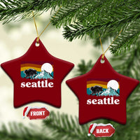 Seattle WA Mountains Jimothy the Raccoon Graphic Ceramic Ornament Retro Vintage Sunset Viral Trash Panda Feral Legend