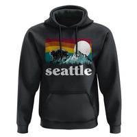 Seattle WA Mountains Jimothy the Raccoon Graphic Hoodie Retro Vintage Sunset Viral Trash Panda Feral Legend