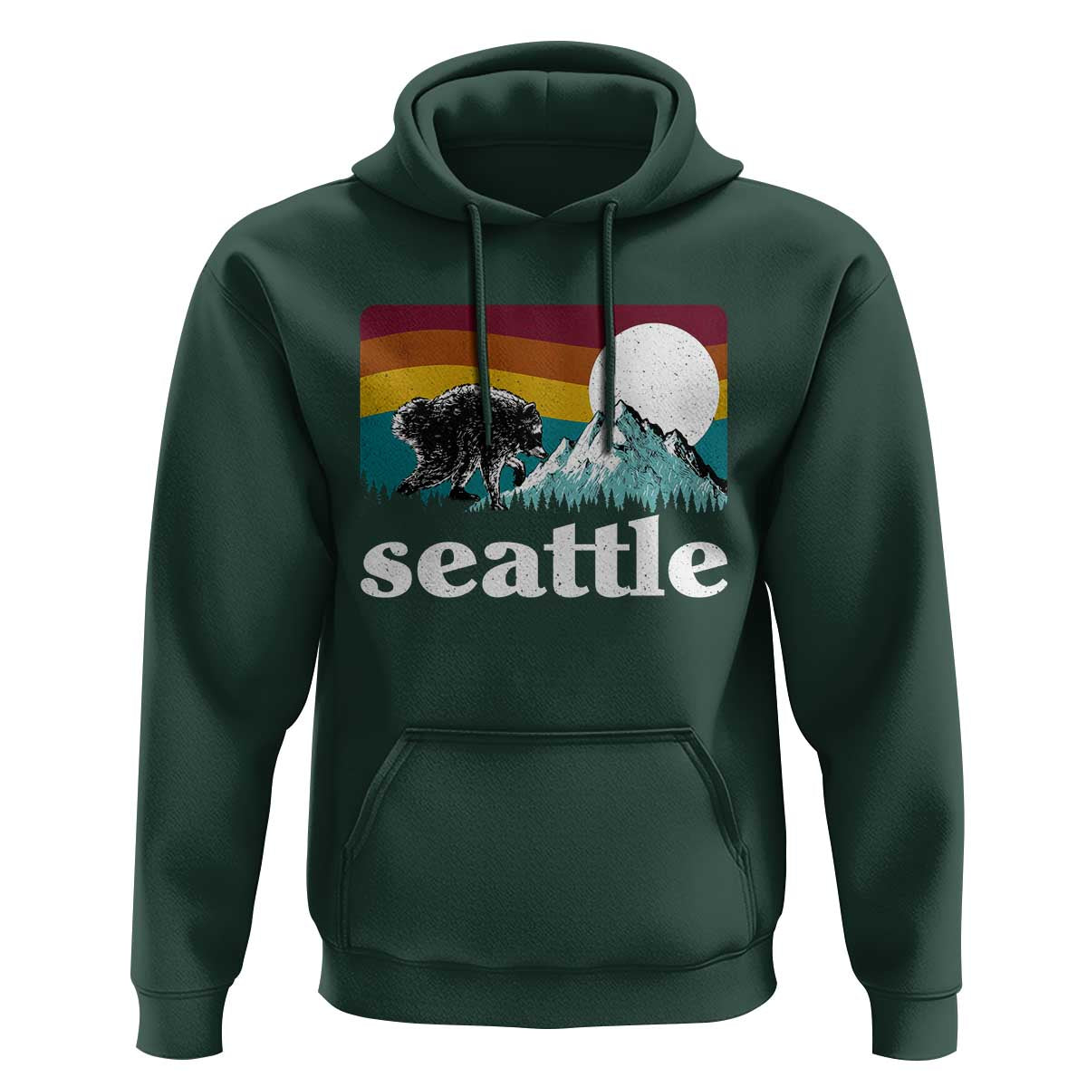 Seattle WA Mountains Jimothy the Raccoon Graphic Hoodie Retro Vintage Sunset Viral Trash Panda Feral Legend