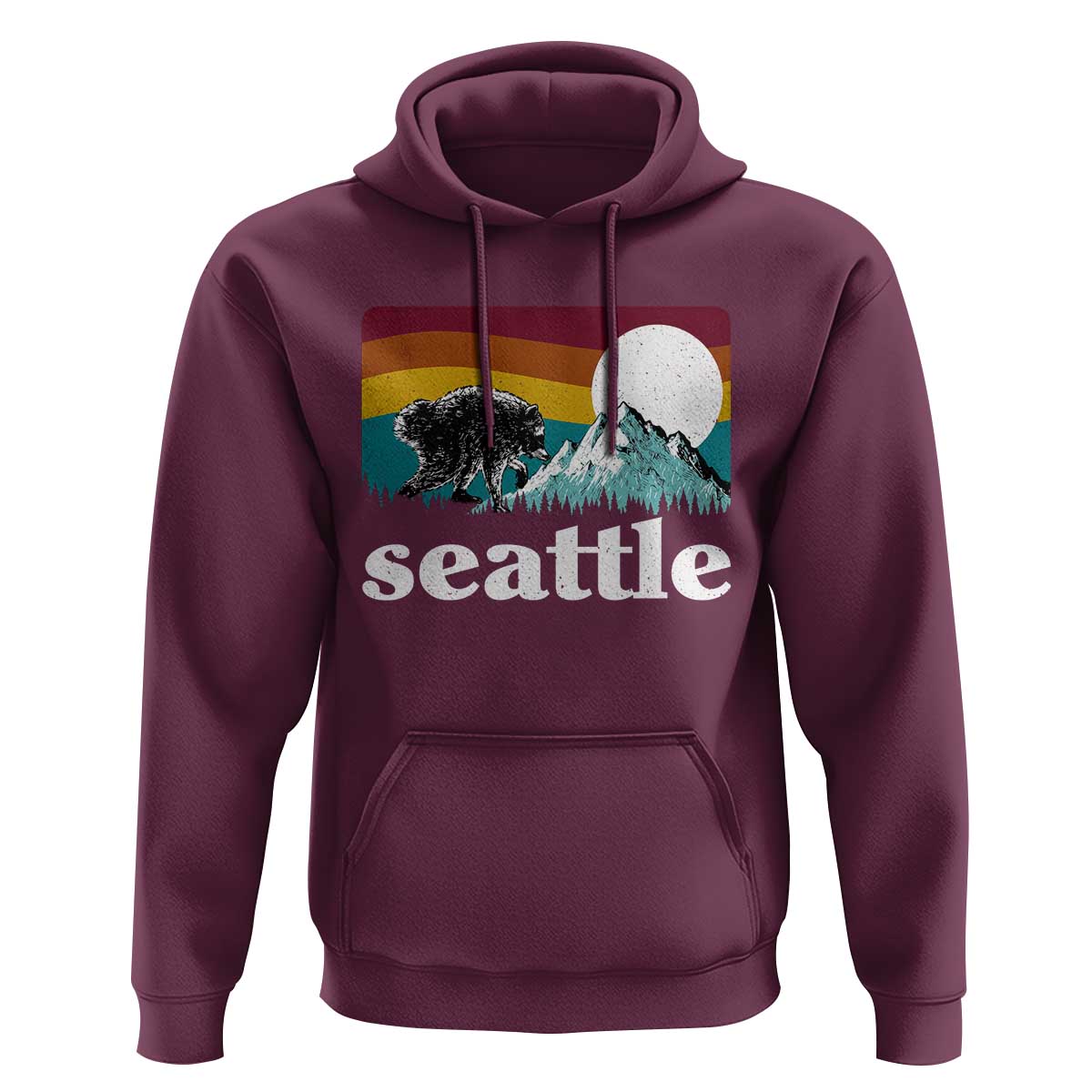 Seattle WA Mountains Jimothy the Raccoon Graphic Hoodie Retro Vintage Sunset Viral Trash Panda Feral Legend