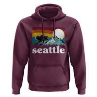 Seattle WA Mountains Jimothy the Raccoon Graphic Hoodie Retro Vintage Sunset Viral Trash Panda Feral Legend