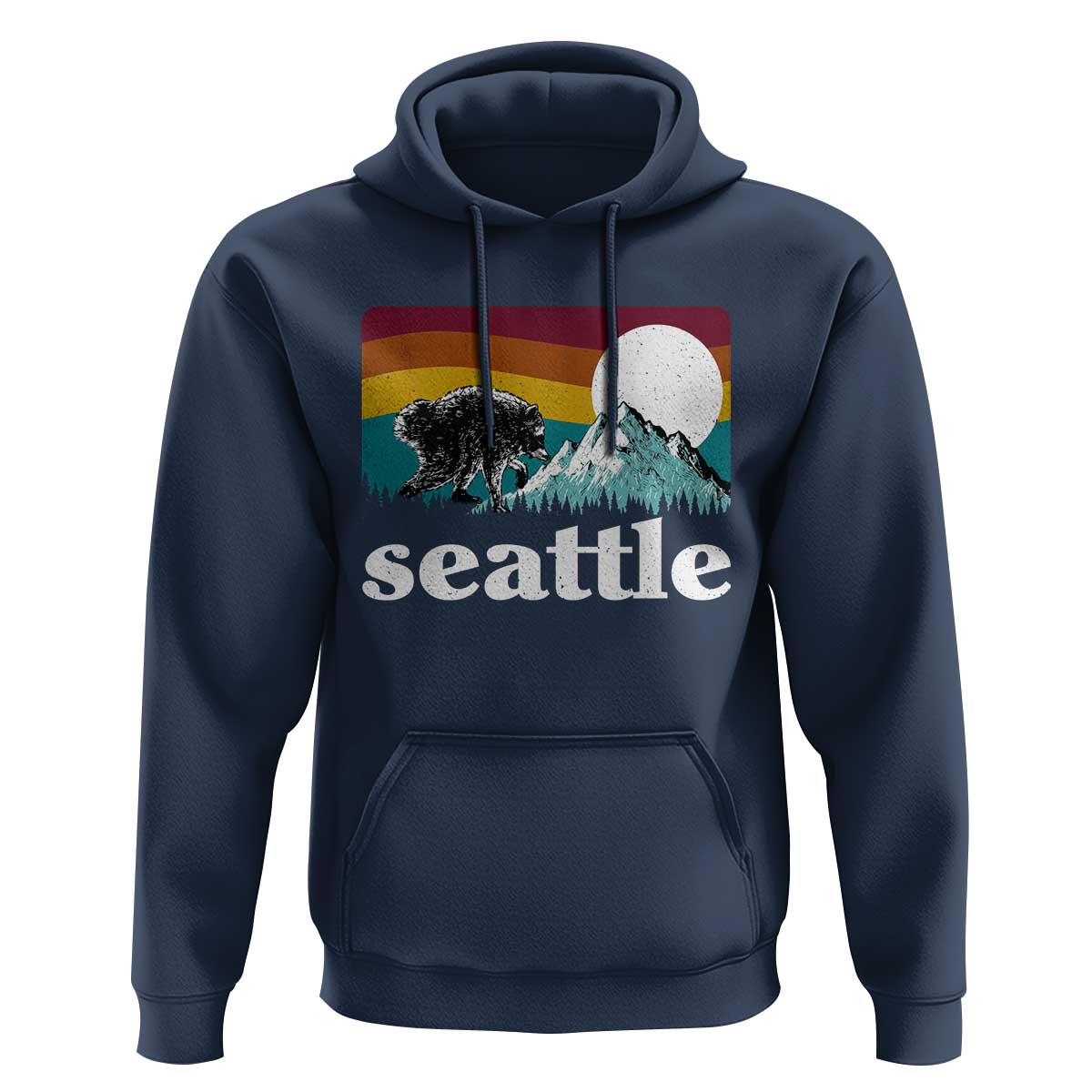 Seattle WA Mountains Jimothy the Raccoon Graphic Hoodie Retro Vintage Sunset Viral Trash Panda Feral Legend