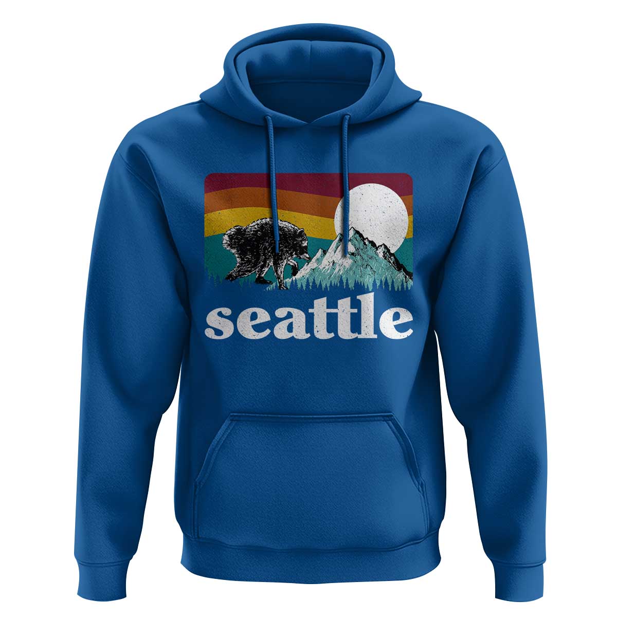 Seattle WA Mountains Jimothy the Raccoon Graphic Hoodie Retro Vintage Sunset Viral Trash Panda Feral Legend