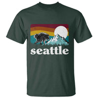 Seattle WA Mountains Jimothy the Raccoon Graphic T Shirt Retro Vintage Sunset Viral Trash Panda Feral Legend