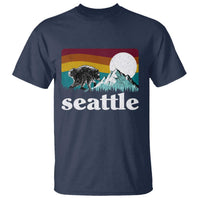Seattle WA Mountains Jimothy the Raccoon Graphic T Shirt Retro Vintage Sunset Viral Trash Panda Feral Legend